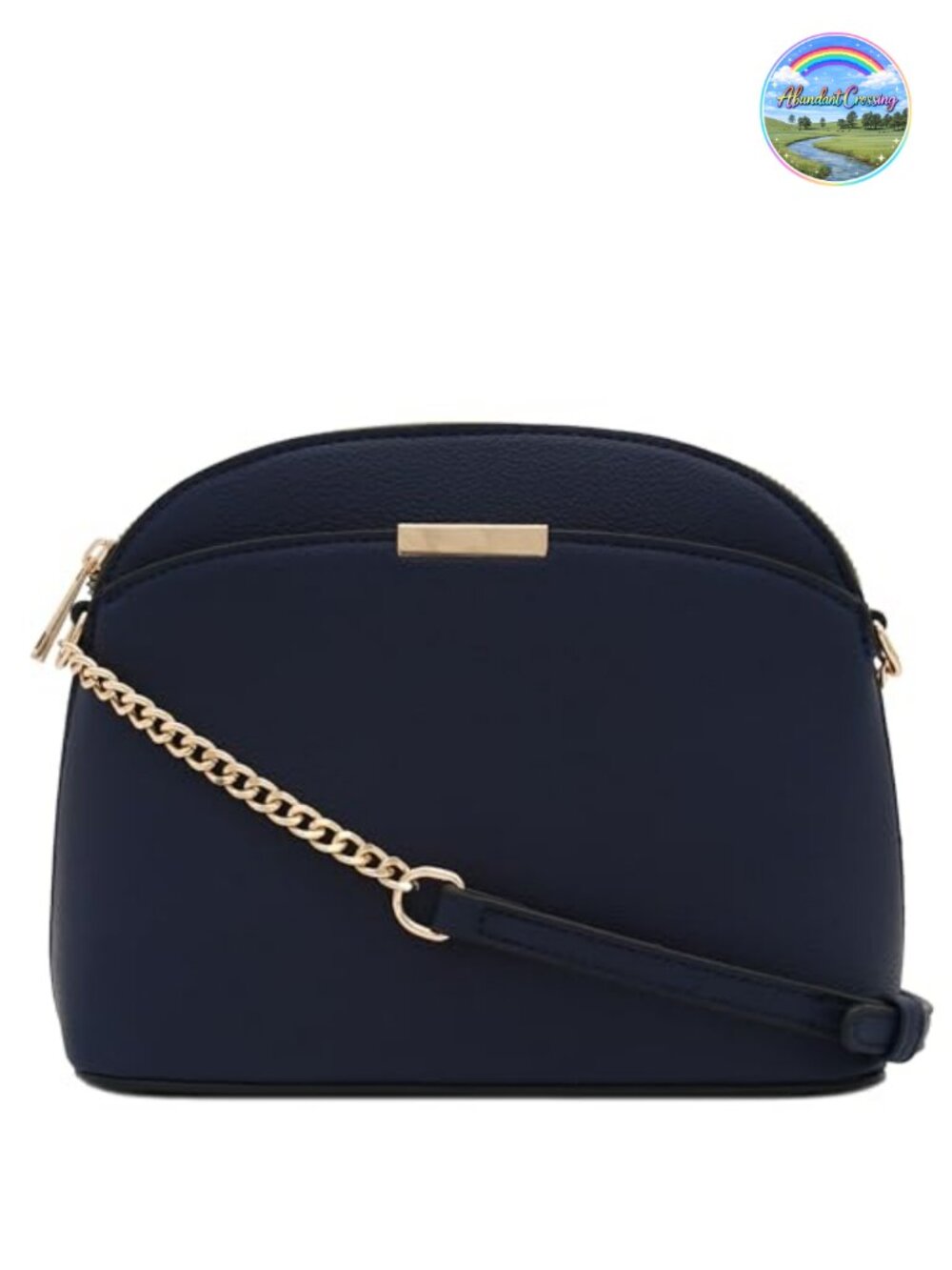 Faux Leather Small Dome Crossbody Bag with Chain Strap Adjustable